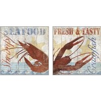 Framed 'Seafood  2 Piece Art Print Set' border=