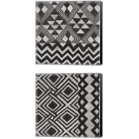 Framed 'Kuba Cloth Mat BW 2 Piece Canvas Print Set' border=