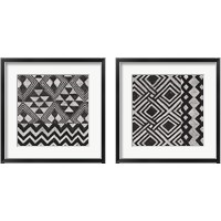 Framed 'Kuba Cloth Mat BW 2 Piece Framed Art Print Set' border=