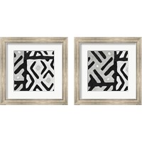 Framed 'Kuba Cloth I Square I BW 2 Piece Framed Art Print Set' border=