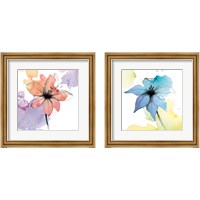 Framed 'Watercolor Graphite Flower 2 Piece Framed Art Print Set' border=