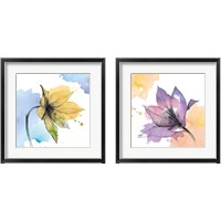 Framed 'Watercolor Graphite Flower 2 Piece Framed Art Print Set' border=