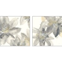 Framed 'Gray and Silver Flowers 2 Piece Art Print Set' border=