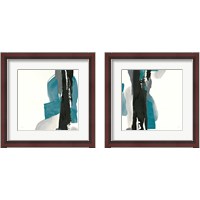 Framed 'Black and Teal 2 Piece Framed Art Print Set' border=