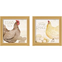 Framed 'Life on the Farm Chicken 2 Piece Framed Art Print Set' border=