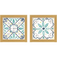 Framed 'Garden Getaway Tile White 2 Piece Framed Art Print Set' border=