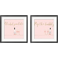 Framed 'Underlined Bubbly Pink 2 Piece Framed Art Print Set' border=