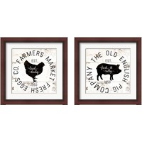 Framed 'Rustic Farm Signs - Black 2 Piece Framed Art Print Set' border=