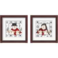 Framed 'Snowman Snowflake 2 Piece Framed Art Print Set' border=