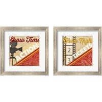 Framed 'Movie Time 2 Piece Framed Art Print Set' border=