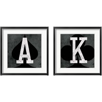 Framed 'Playing Cards Gray 2 Piece Framed Art Print Set' border=