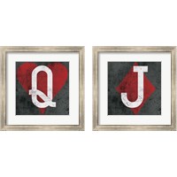 Framed 'Playing Cards Gray 2 Piece Framed Art Print Set' border=