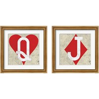 Framed 'Playing Cards Antique 2 Piece Framed Art Print Set' border=