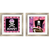 Framed 'Ahoy Pirate Girl 2 Piece Framed Art Print Set' border=