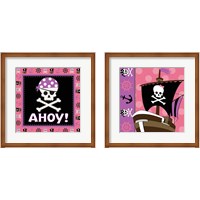 Framed 'Ahoy Pirate Girl 2 Piece Framed Art Print Set' border=