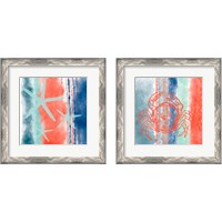 Framed 'Sealife Stripes 2 Piece Framed Art Print Set' border=