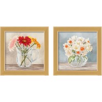 Framed 'Fleurs et Vases Jaune 2 Piece Framed Art Print Set' border=