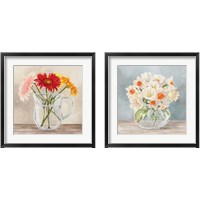 Framed 'Fleurs et Vases Jaune 2 Piece Framed Art Print Set' border=