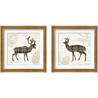 Framed 'Plaid Lodge Tan 2 Piece Framed Art Print Set' border=