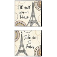 Framed 'Romance in Paris 2 Piece Canvas Print Set' border=