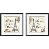 Framed 'Romance in Paris 2 Piece Framed Art Print Set' border=