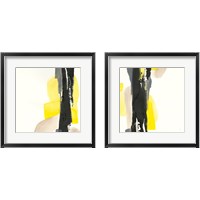 Framed 'Black and Yellow 2 Piece Framed Art Print Set' border=