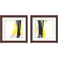 Framed 'Black and Yellow 2 Piece Framed Art Print Set' border=