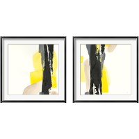 Framed 'Black and Yellow 2 Piece Framed Art Print Set' border=