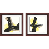 Framed 'Black and Yellow 2 Piece Framed Art Print Set' border=