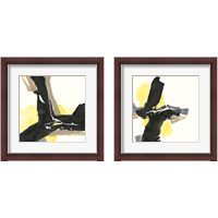 Framed 'Black and Yellow 2 Piece Framed Art Print Set' border=