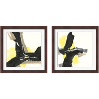 Framed 'Black and Yellow 2 Piece Framed Art Print Set' border=