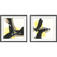 Framed 'Black and Yellow 2 Piece Framed Art Print Set' border=