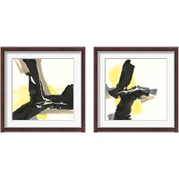 Framed 'Black and Yellow 2 Piece Framed Art Print Set' border=