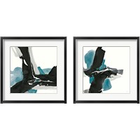 Framed 'Black and Teal 2 Piece Framed Art Print Set' border=