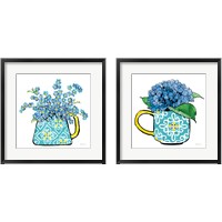 Framed 'Floral Teacups 2 Piece Framed Art Print Set' border=