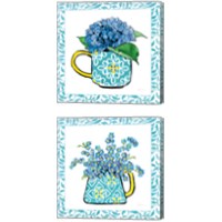 Framed 'Floral Teacup Vine Border 2 Piece Canvas Print Set' border=