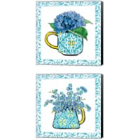 Framed 'Floral Teacup Vine Border 2 Piece Canvas Print Set' border=