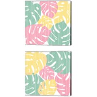 Framed 'Monstera Bright on White 2 Piece Canvas Print Set' border=