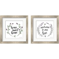 Framed 'Happy to Bee Home 2 Piece Framed Art Print Set' border=