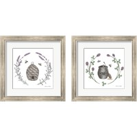 Framed 'Happy to Bee Home 2 Piece Framed Art Print Set' border=