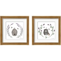 Framed 'Happy to Bee Home 2 Piece Framed Art Print Set' border=