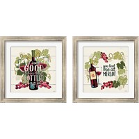 Framed 'Wine and Friends 2 Piece Framed Art Print Set' border=