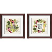 Framed 'Wine and Friends 2 Piece Framed Art Print Set' border=