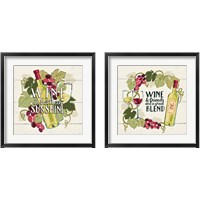 Framed 'Wine and Friends 2 Piece Framed Art Print Set' border=