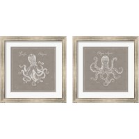 Framed 'Underwater Life Greige 2 Piece Framed Art Print Set' border=