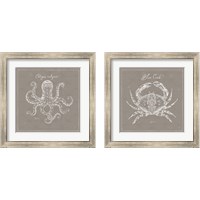 Framed 'Underwater Life Greige 2 Piece Framed Art Print Set' border=