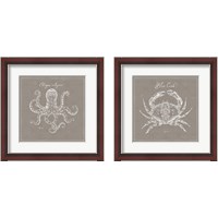 Framed 'Underwater Life Greige 2 Piece Framed Art Print Set' border=