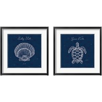 Framed 'Underwater Life Navy 2 Piece Framed Art Print Set' border=