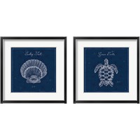 Framed 'Underwater Life Navy 2 Piece Framed Art Print Set' border=