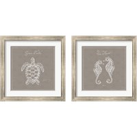 Framed 'Underwater Life Greige 2 Piece Framed Art Print Set' border=